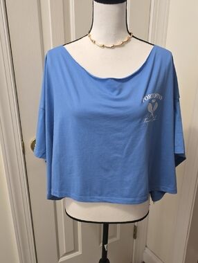 ARIZONA JEAN CO BRAND WOMEN'S JUNIOR PLUS BLUE SHORT SLEEVES CROP TEE SHIRT XXXL